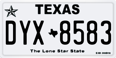TX license plate DYX8583