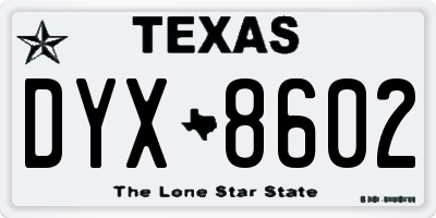 TX license plate DYX8602