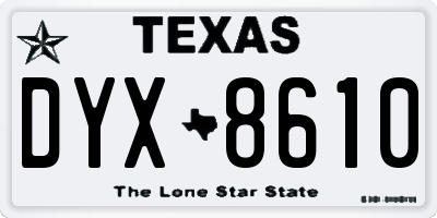 TX license plate DYX8610