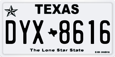 TX license plate DYX8616