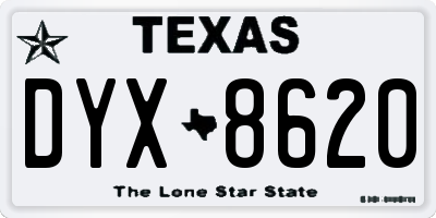 TX license plate DYX8620