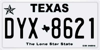 TX license plate DYX8621