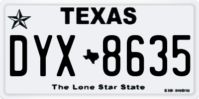 TX license plate DYX8635