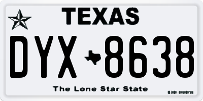 TX license plate DYX8638