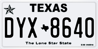 TX license plate DYX8640