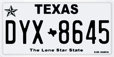 TX license plate DYX8645