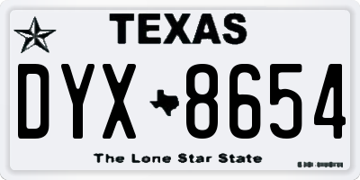 TX license plate DYX8654