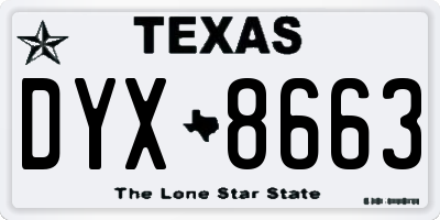 TX license plate DYX8663