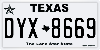TX license plate DYX8669