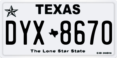 TX license plate DYX8670
