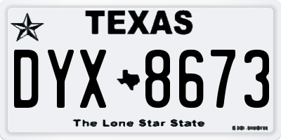 TX license plate DYX8673