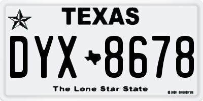 TX license plate DYX8678
