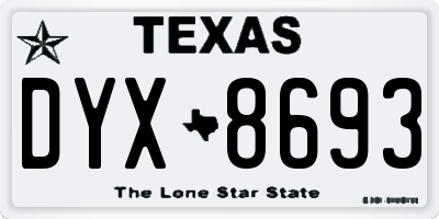 TX license plate DYX8693