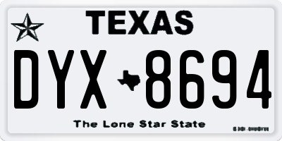 TX license plate DYX8694