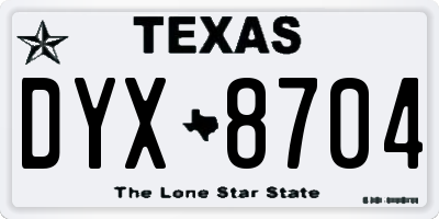 TX license plate DYX8704
