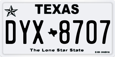 TX license plate DYX8707