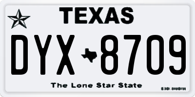 TX license plate DYX8709