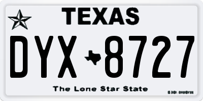 TX license plate DYX8727