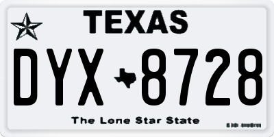 TX license plate DYX8728
