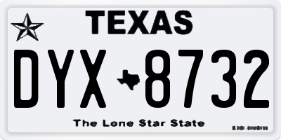 TX license plate DYX8732