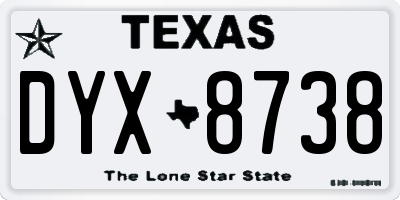 TX license plate DYX8738