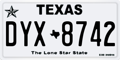 TX license plate DYX8742