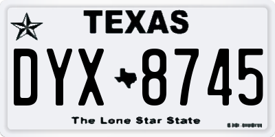 TX license plate DYX8745