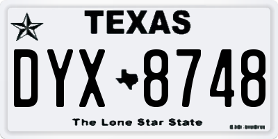 TX license plate DYX8748