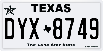 TX license plate DYX8749