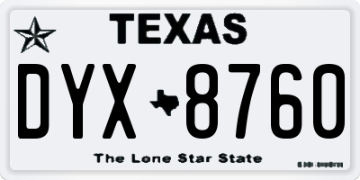 TX license plate DYX8760
