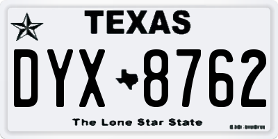 TX license plate DYX8762