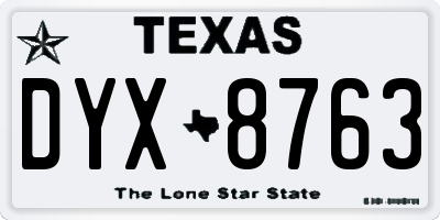 TX license plate DYX8763
