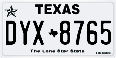 TX license plate DYX8765
