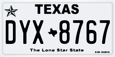 TX license plate DYX8767