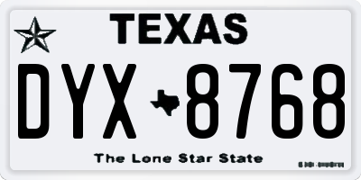 TX license plate DYX8768