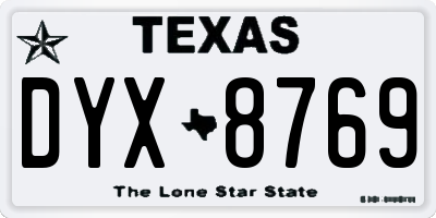 TX license plate DYX8769