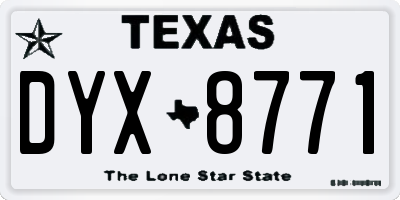 TX license plate DYX8771