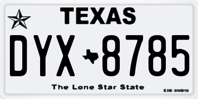 TX license plate DYX8785