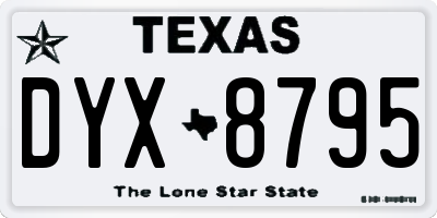 TX license plate DYX8795