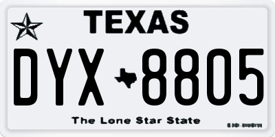 TX license plate DYX8805