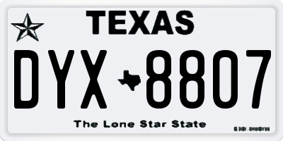 TX license plate DYX8807