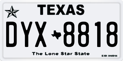 TX license plate DYX8818