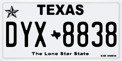 TX license plate DYX8838