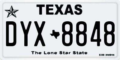 TX license plate DYX8848