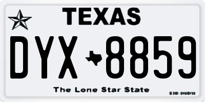 TX license plate DYX8859