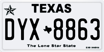 TX license plate DYX8863