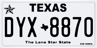 TX license plate DYX8870
