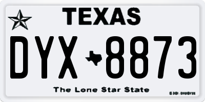 TX license plate DYX8873
