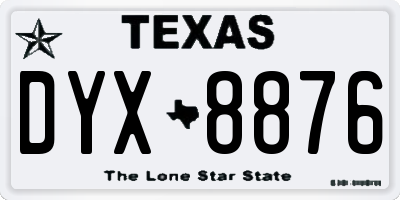 TX license plate DYX8876