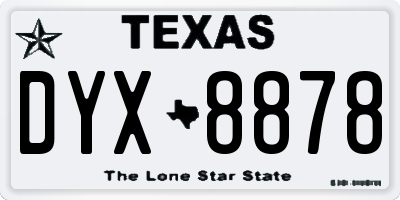 TX license plate DYX8878